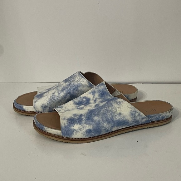 J. Jill Maya Leather Blue & White Cloudlike Pattern Upper w/ Foam Insole Slides - Picture 10 of 15